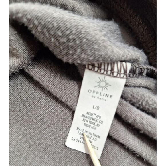 Offline By Aeire Velvet Cropped Hoodie Pullover Grey Size Large - Picture 4 of 8